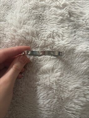 Silver Screw-Detail Bangle Bracelet